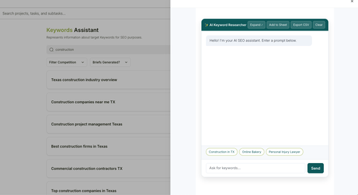 TandemTask Keywords Assistant