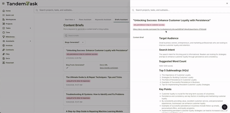 TandemTask Blog Assistant